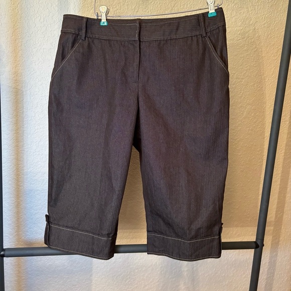 Ann Taylor LOFT Brown Pedal Pusher Cuffed Capri Marisa Trouser Pant Size 12 - Picture 1 of 8